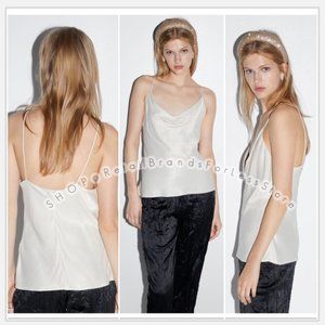 ZARA LINGERIE-STYLE COWL NECK STRETCHY CAMISOLE TOP